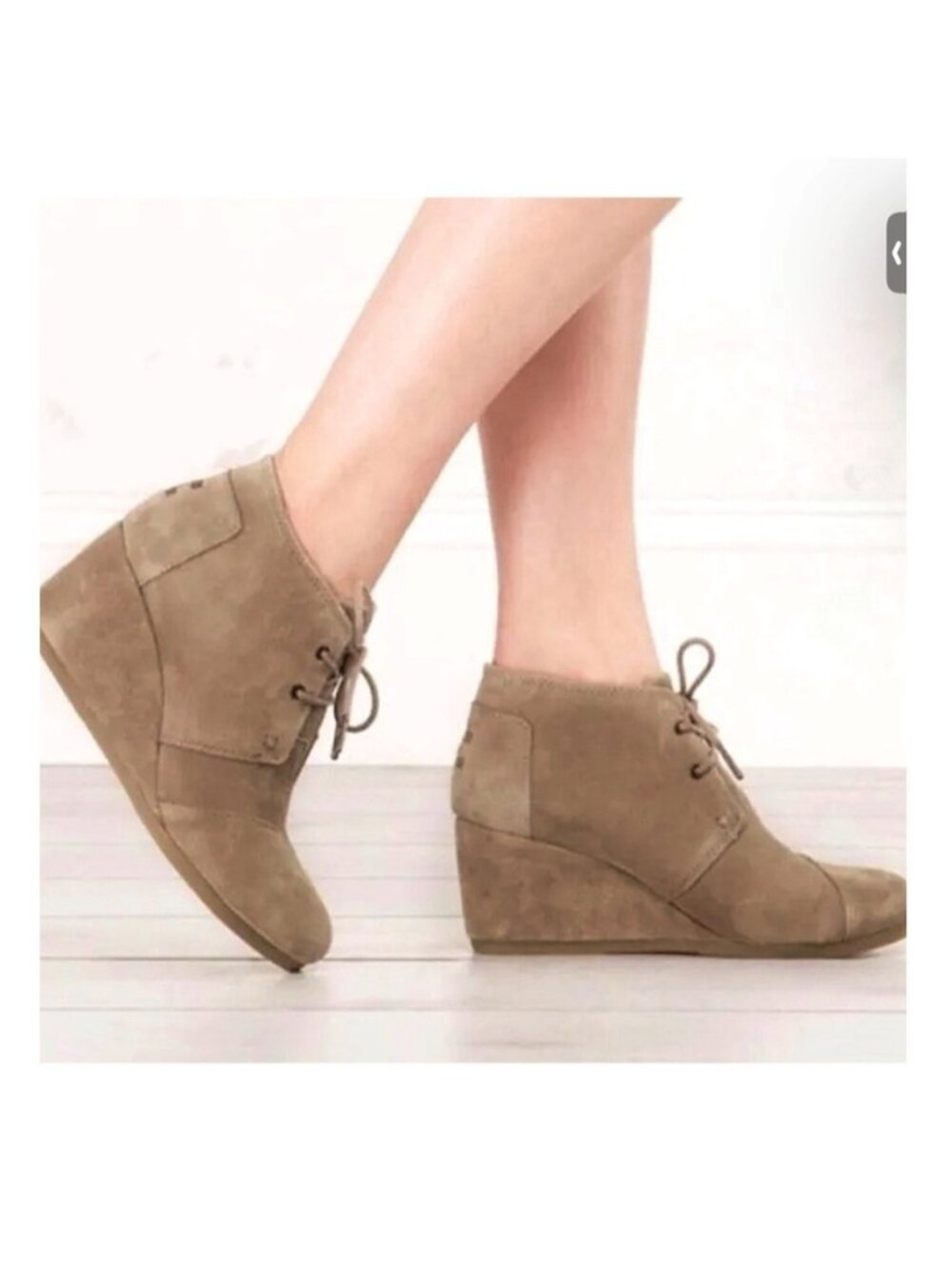 TOMS Desert Boot Ankle Kala Bootie Lace Up Platform Suede Women Tan 9.5
